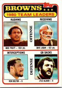 1981 Topps Football Card '80 Browns Leaders Pruitt Logan Bolton Alzado s...