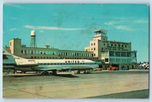 Springfield Massachusetts Postcard Bradley Field Airport Hartford 1964 Vintage