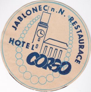 Czechoslovakia Jablonec Hotel Corso Vintage Luggage Label lbl0874