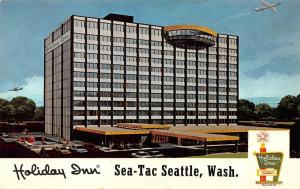 SEATTLE, WA Washington  SEA-TAC HOLIDAY INN  Airplane Above  ROADSIDE Postcard