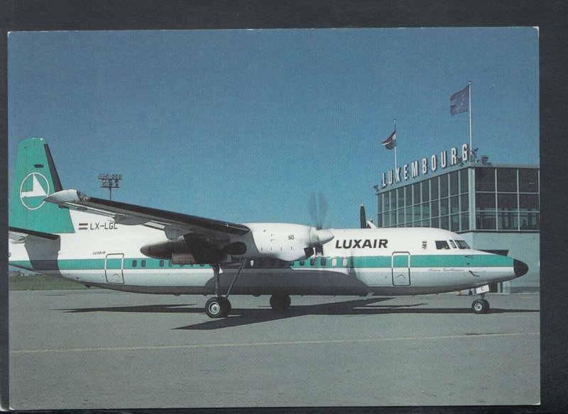 Aviation Postcard - Aeroplane - Luxair Fokker F-50, Luxembourg Airport   T9026