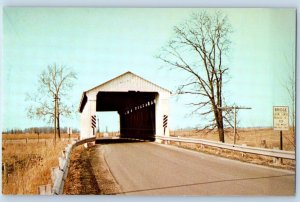 1960 Ohio Postcard Logan County Beckham Covered Bridge Huntsville Russell's