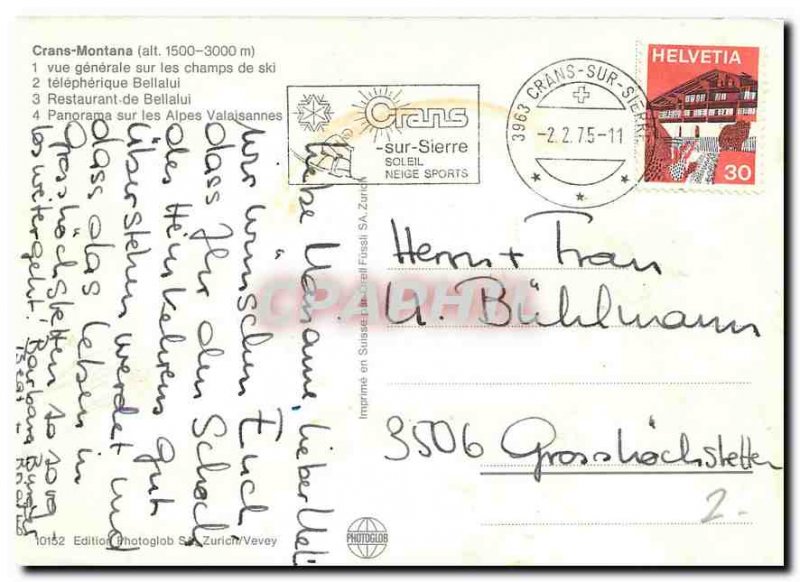 Postcard Modern Crans Montana Bellalui General view on the ski fields