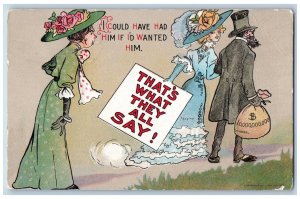 Crawford Nebraska NE Postcard Man Cheating That's What They All Say 1909 Antique