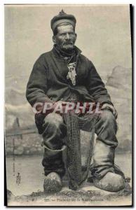 Old Postcard Fisherman fishing in the Mediterranean