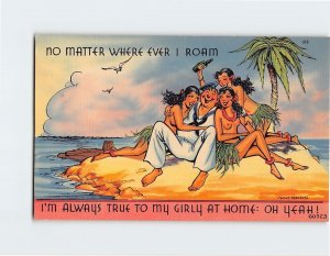 Postcard Love/Romance Greeting Card with Poem and Sailor Ladies Comic Art Print