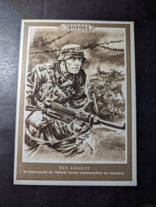 Mint Germany Military Postcard Infantry Machine Gun Soldier in Battle