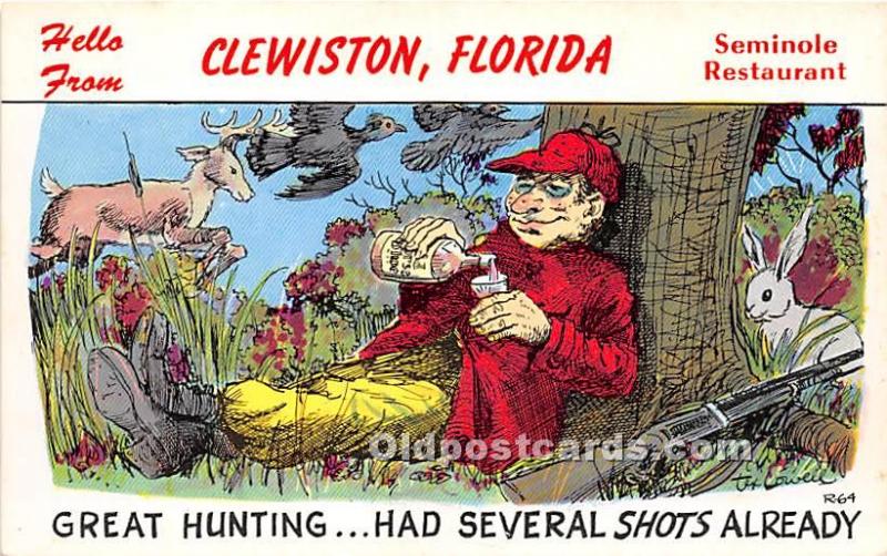 Old Vintage Hunting Postcard Post Card Great Hunting, Seminole Restaurant Cle...