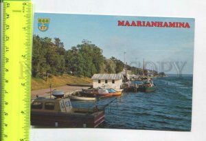 475286 Finland coat of arms Aland Islands Mariehamn West Harbor Old postcard