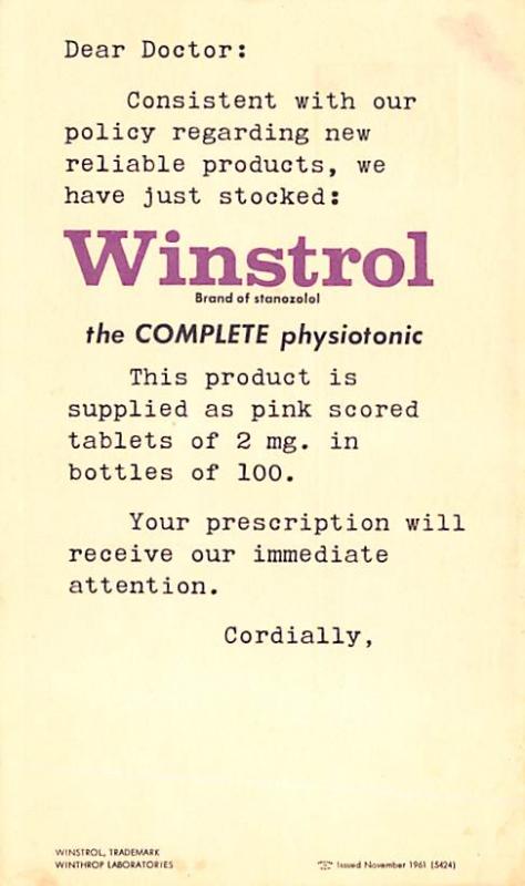 Winstrol Advertising Unused 