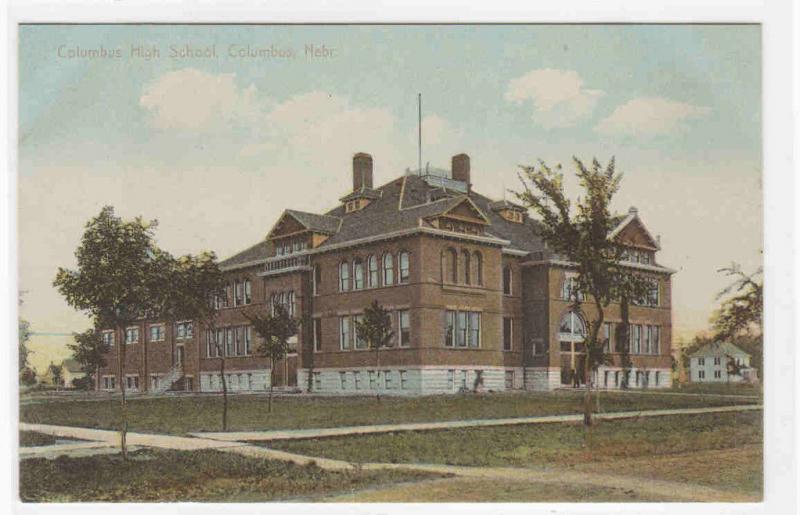 High School Columbus Nebraska 1910c postcard