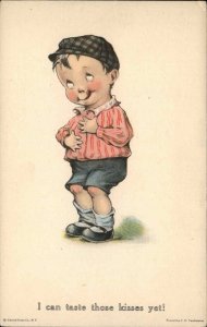 Twelvetrees Cute Little Boy Can Taste Kisses c1910 Vintage Postcard