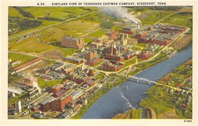 Airplane View of Tennessee Eastman Company, Kingsport, TN ca 1940s Postcard