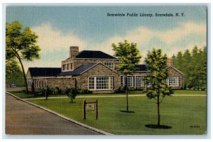 1957 Scarsdale Public Library Building Roadside View Scarsdale New York Postcard