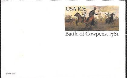 US Mint Pre-stamped Postcards UX87 Battle of Cowpens, 1781