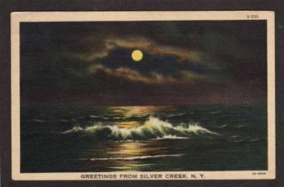 NY Greetings From SILVER CREEK NEW YORK Moonlight Linen