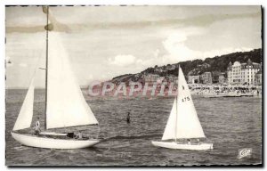 Old Postcard Deauville Trouville yachts and the beach Boats