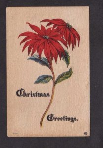 Christmas Greetings Red Flowers 1914 Bergman Postcard