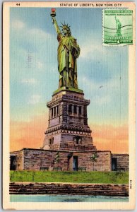 1930's Statue Of Liberty In New York City Highest Beacon NY Posted Postcard