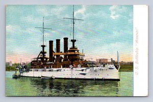 U.S. BATTLESHIP MISSOURI MILITARY POSTCARD (c. 1910)