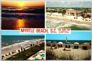 1978 Myrtle Beach South Carolina Sunset Umbrellas Swimming Pool Posted Postcard