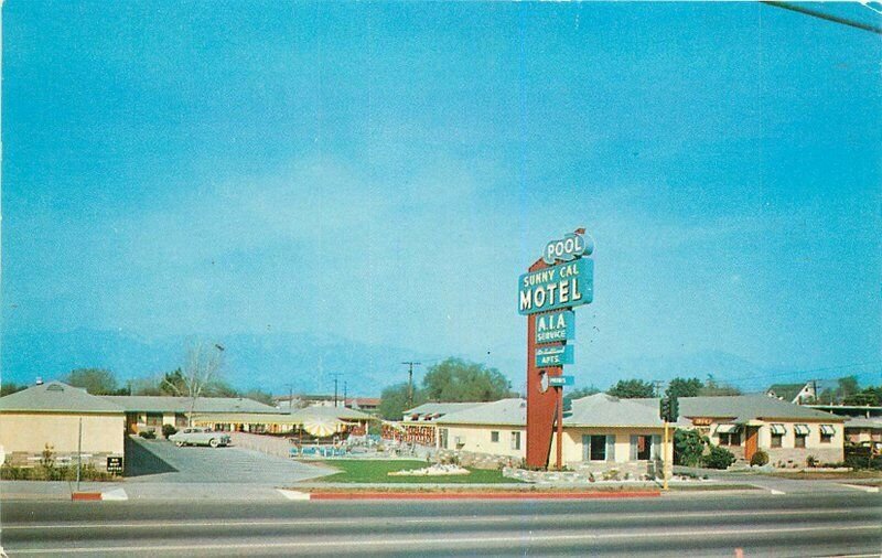 Autos Roadside San Gabriel California Sunny Cal Motel 1950s Postcard 7824  