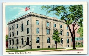 GREEN BAY, WI Wisconsin ~ U.S. POST OFFICE c1940s Brown County Linen Postcard