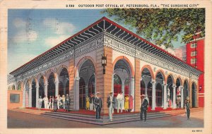 Outdoor Post Office, St. Petersburg, Florida, Linen Postcard, Used in 1937