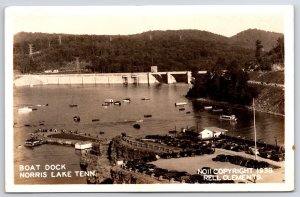 Boat Dock Norris Lake Tennessee Steamboat & Port Area RPPC Real Photo Postcard
