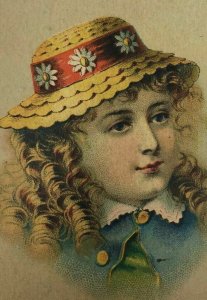 1879 John Argus Buffalo NY Victorian Trade Card Cute Girl Wemple & Kronheim 