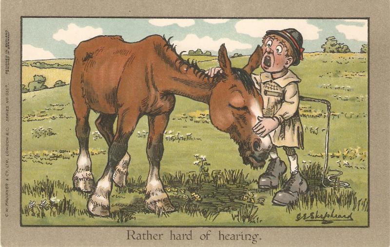 G.E.Shepheard. Horse Comic. Rather hard of hearing Antique Humor