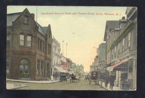 NEWPORT RHODE ISLAND AQUIDNECK NATIONAL BANK DOWNTOWN VINTAGE POSTCARD