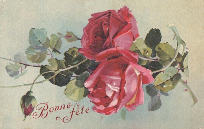 Early greetings postcard flowers roses C. Klein style