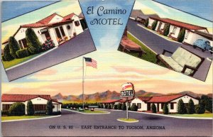 El Camino Motel on U.S. 80, Tucson AZ Vintage Postcard S70