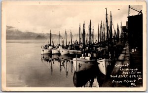 Largest Landing Of Halibut On September 27/37 Boats Real Photo RPPC Postcard