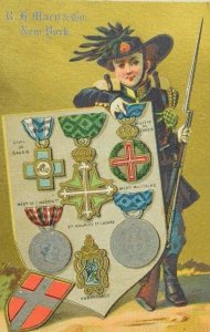 1880's-90's R. H. Macy Macy's NY Italy Italian Scene Soldier Medals P67