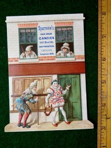 1870s-80s Clowns Sparrowe's High Grade Candies, San Francisco, CA Die Cut #T