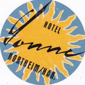 Germany Nordhein Hotel Sonne Vintage Luggage Label sk2378