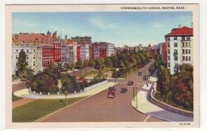 P131 JLs 1930-45 linen postcard commonwealth ave cars boston