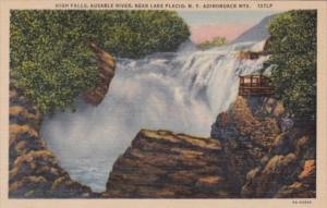 New York High Falls Ausable River Near Lake Placid Curteich