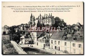 Old Postcard Loches The Royal Castle and door of the Cordeliers