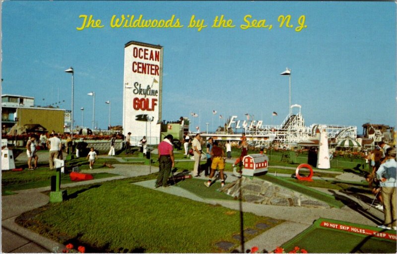 Wildwood by the Sea NJ Ocean Center Skyline Golf Hunts Pier Postcard Z12