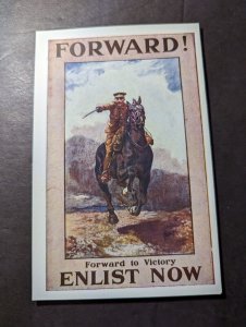 Mint France Recruitment Postcard Forward to Victory Enlist Now Horse Soldier