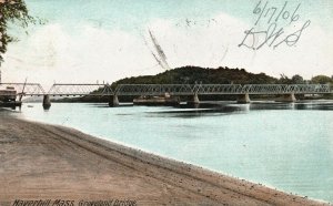 Haverhill Massachusetts, Groveland Bridge Merrimack River, 1906 Vintage Postcard