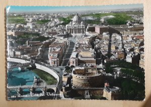 RPPC Italy Rome Vatican City color birds eye photo 1957