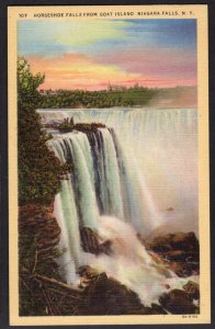 New York NIAGARA FALLS Horseshoe Falls from Goat Island LINEN