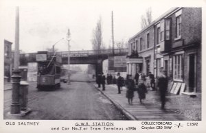 GWR Station & Car No 2 At Tram Terminus in 1906 RPC Postcard