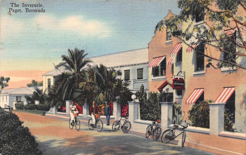 The Inverurie, Paget, Bermuda, Early Linen Postcard, Used in 1947