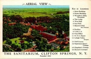 New York Clifton Springs Aerial View The Sanitarium Curteich
