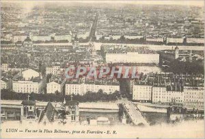 Postcard Old Lyon View Place Bellecour taking Fourviere